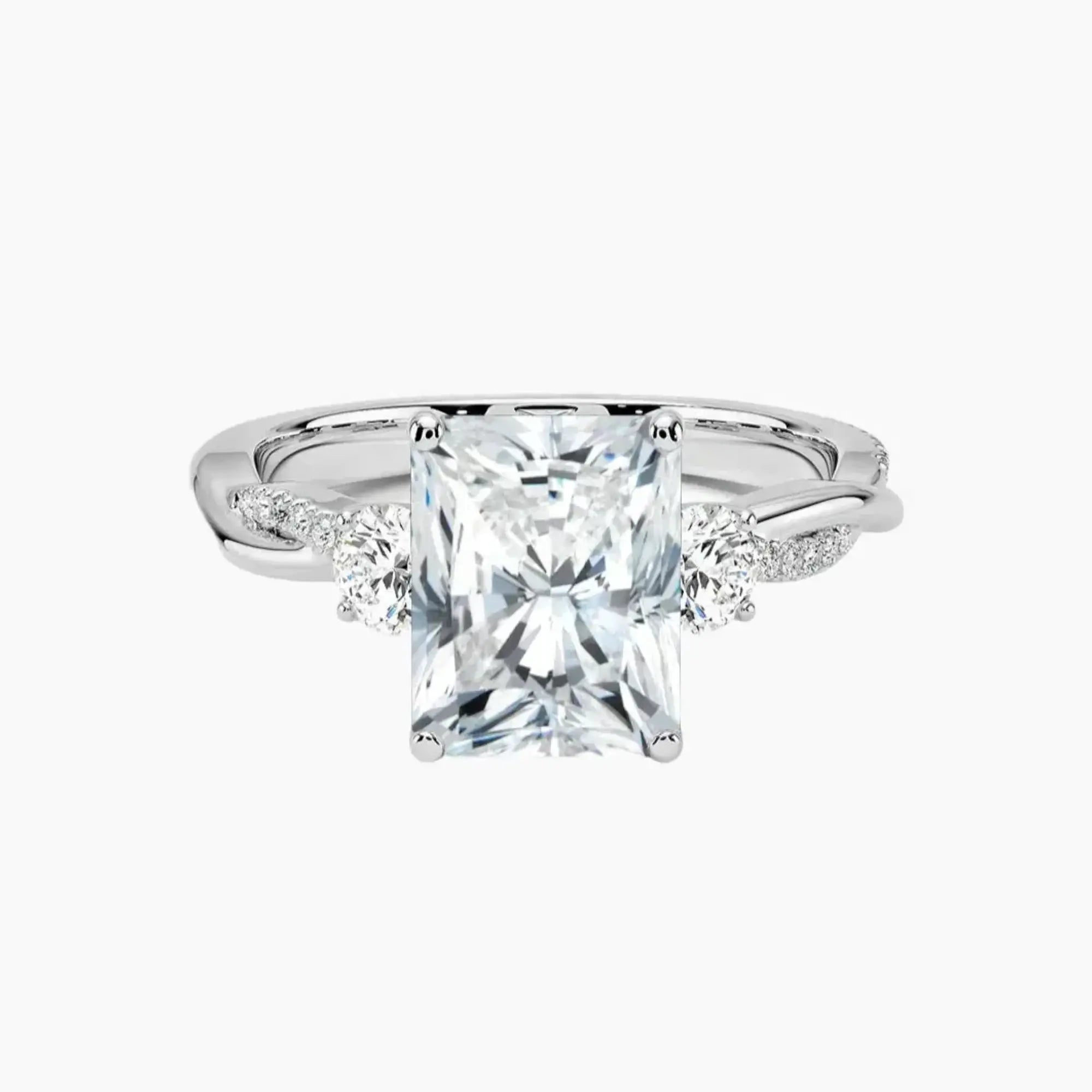 OBSER615 - Calista Three Stone Radiant Twisted engagement ring setting view 1