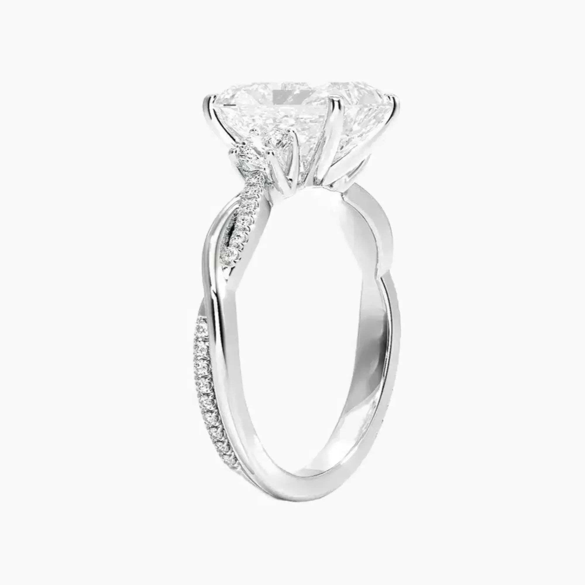 OBSER615 - Calista Three Stone Radiant Twisted engagement ring setting view 2