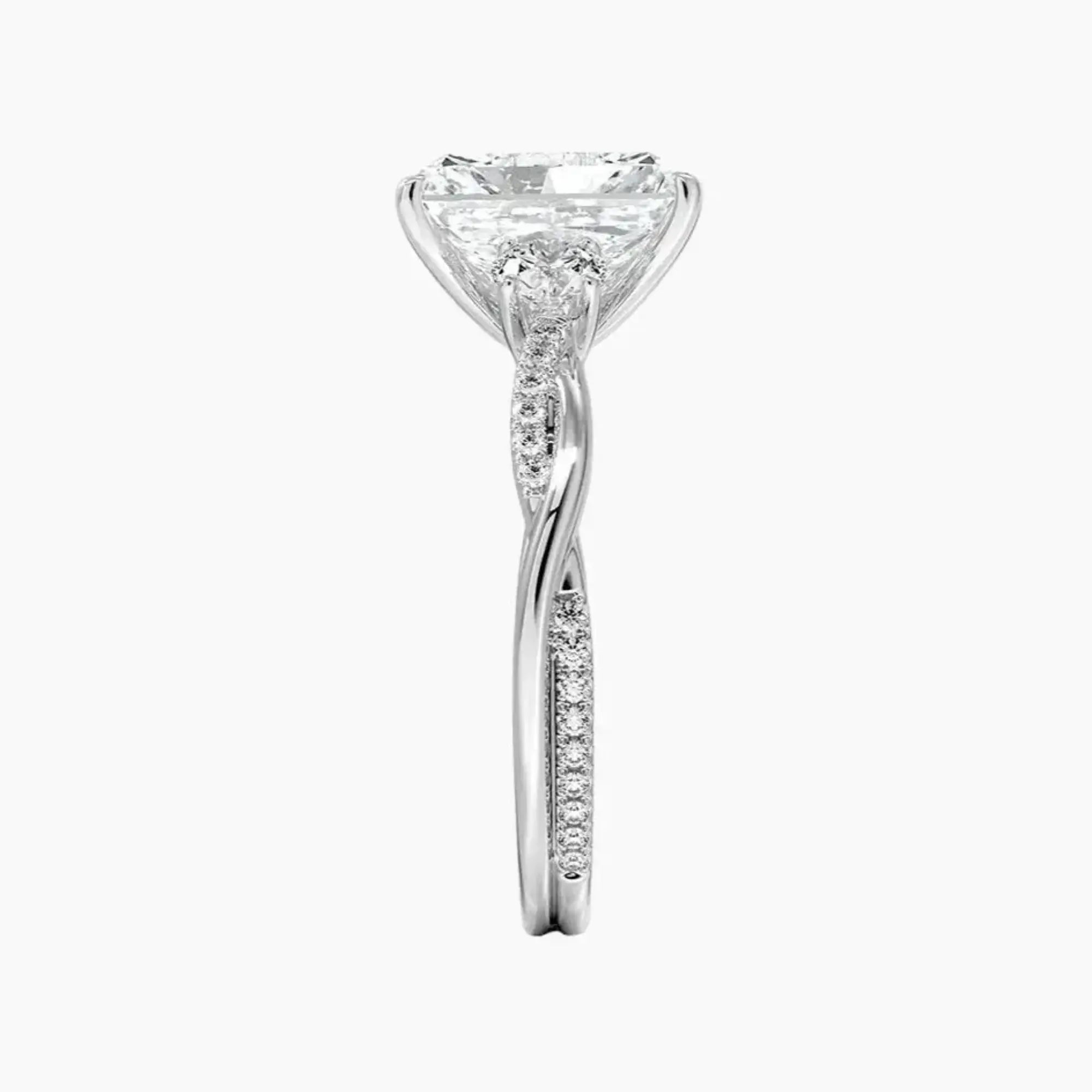 OBSER615 - Calista Three Stone Radiant Twisted engagement ring setting view 3