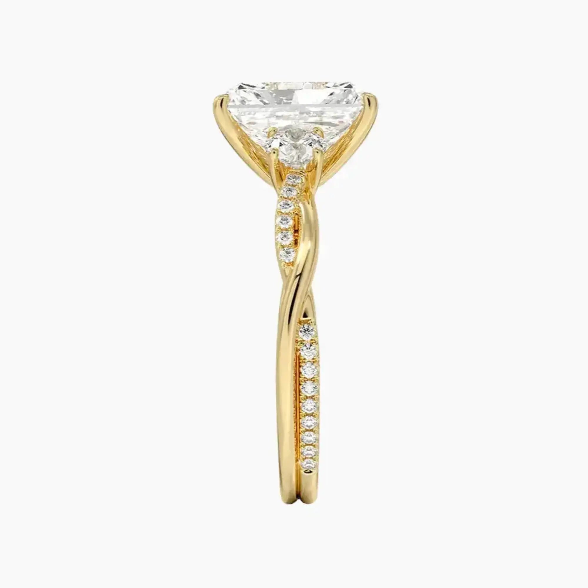 OBSER615 - Calista Three Stone Radiant Twisted engagement ring setting view 9