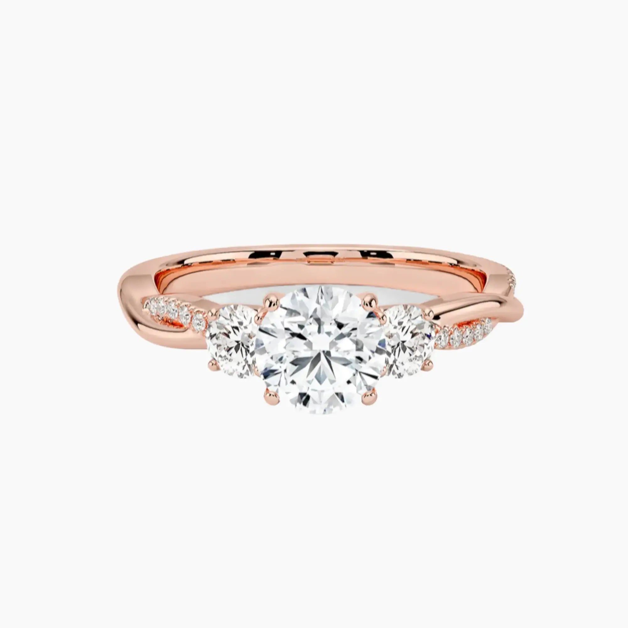 OBSER621 - Calista Three Stone Round Twisted engagement ring setting view 4