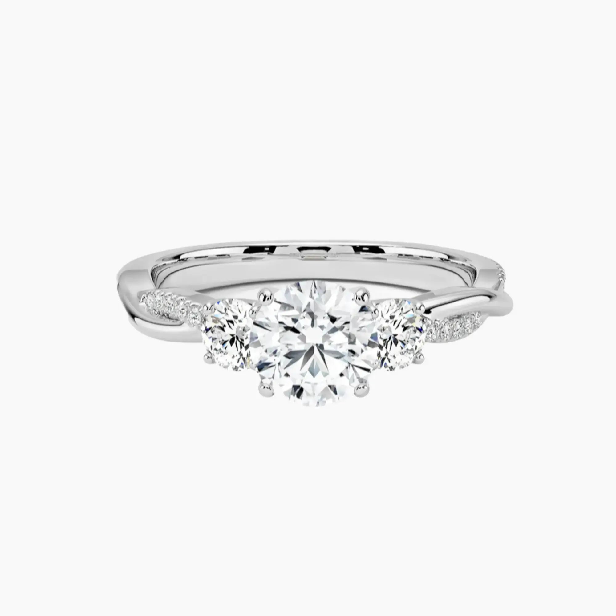 OBSER621 - Calista Three Stone Round Twisted engagement ring setting view 1