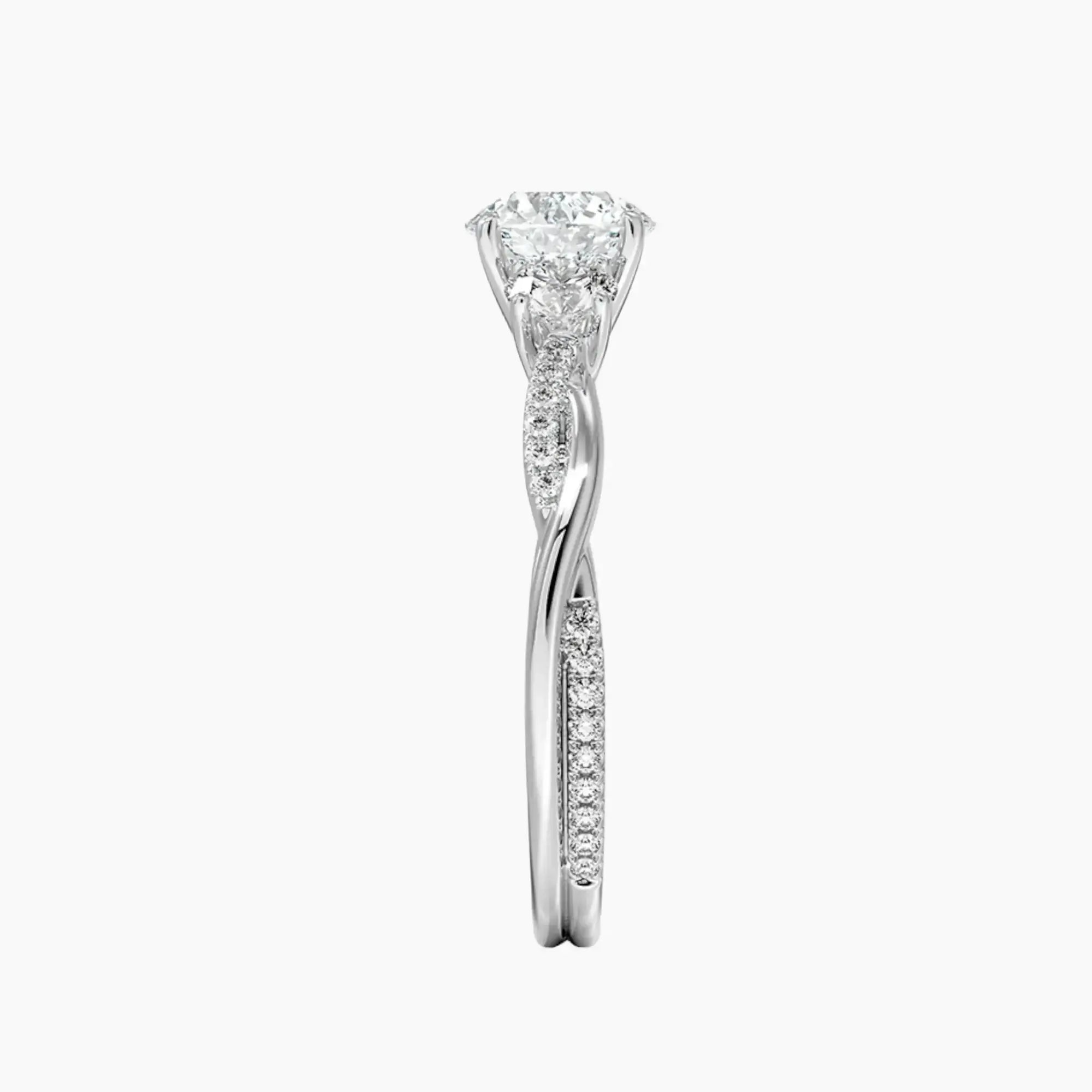 OBSER621 - Calista Three Stone Round Twisted engagement ring setting view 3
