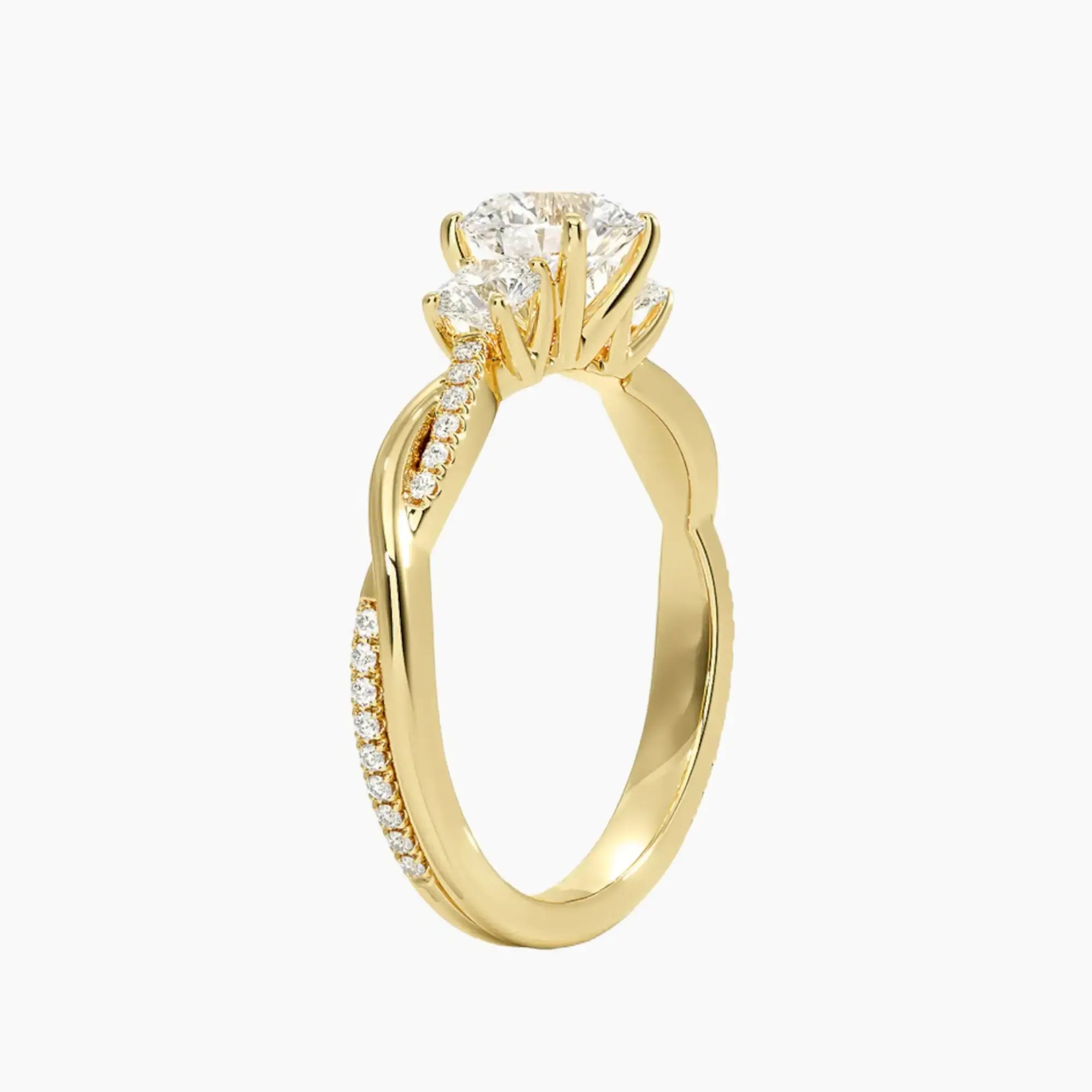 OBSER621 - Calista Three Stone Round Twisted engagement ring setting view 8