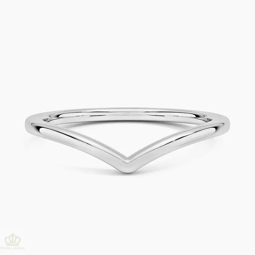 1.4mm Chevron Wedding Band Ring - LR47 - Roselle Jewelry