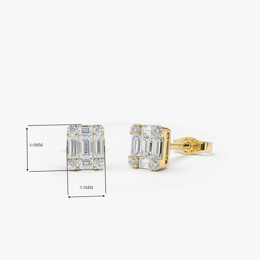 OBFJ1981 - 14k Mini Illusion Setting Baguette Studs 3