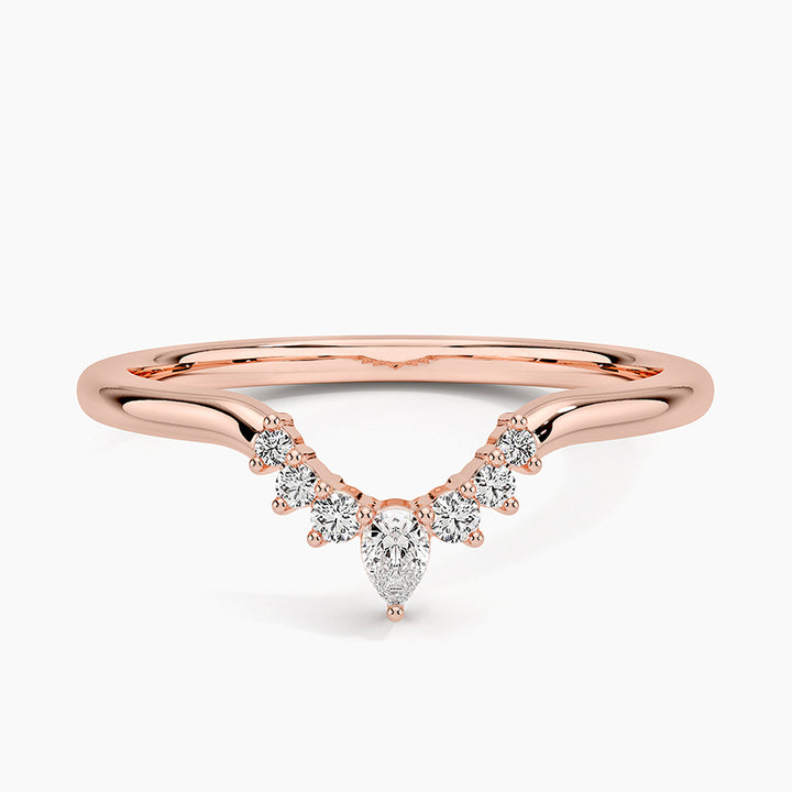 0.10CTW Lunette Diamond Wedding Band Ring - LR37 - Roselle Jewelry