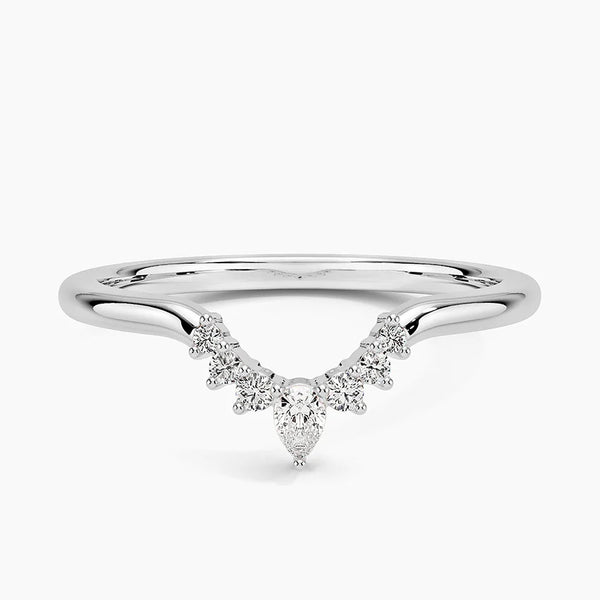 0.10CTW Lunette Diamond Wedding Band Ring - LR37 - Roselle Jewelry
