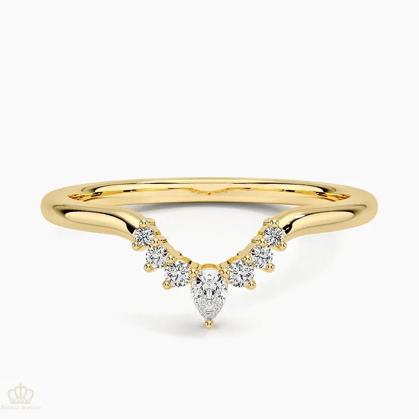 0.10CTW Lunette Diamond Wedding Band Ring - LR37 - Roselle Jewelry