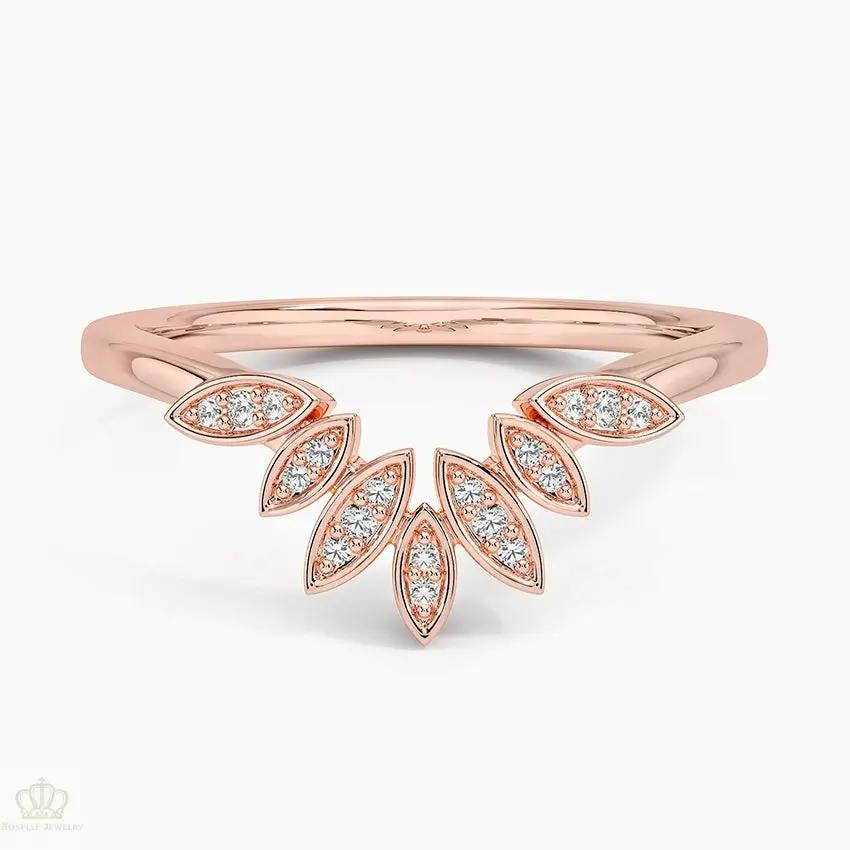 0.06CTW Petal Contour Wedding Band Ring - LR59 - Roselle Jewelry