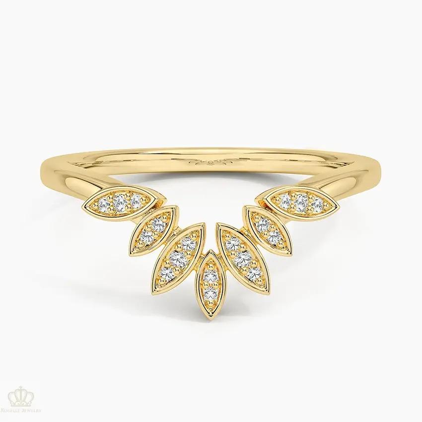 0.06CTW Petal Contour Wedding Band Ring - LR59 - Roselle Jewelry