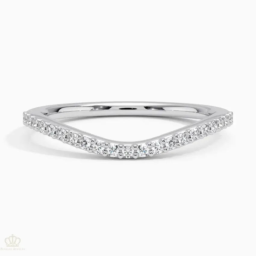 0.17CTW Curved Wedding Band Ring - LR70 - Roselle Jewelry