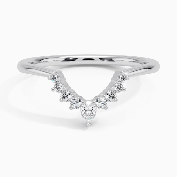 Elongated Lunette Diamond (1/8 ct. tw.) Wedding Band Ring - LR38