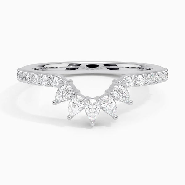 Luxe Pear Lunette Wedding Band Ring - LR111