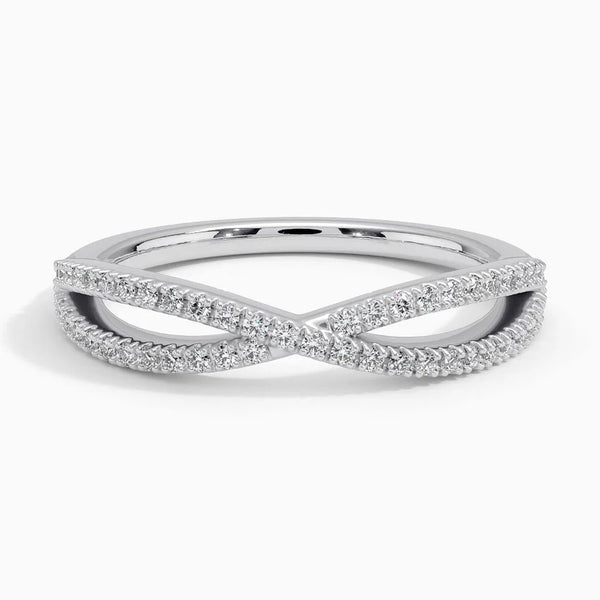 Entwined Crossover Wedding Band Ring - LR110