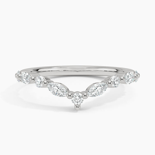 0.38CTW Curved Versailles Diamond Wedding Band Ring - LR44