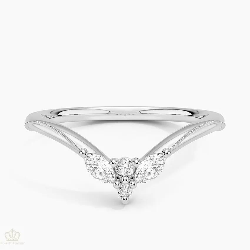 Camellia Milgrain Contoured Wedding Band Ring - LR95 Camélia™