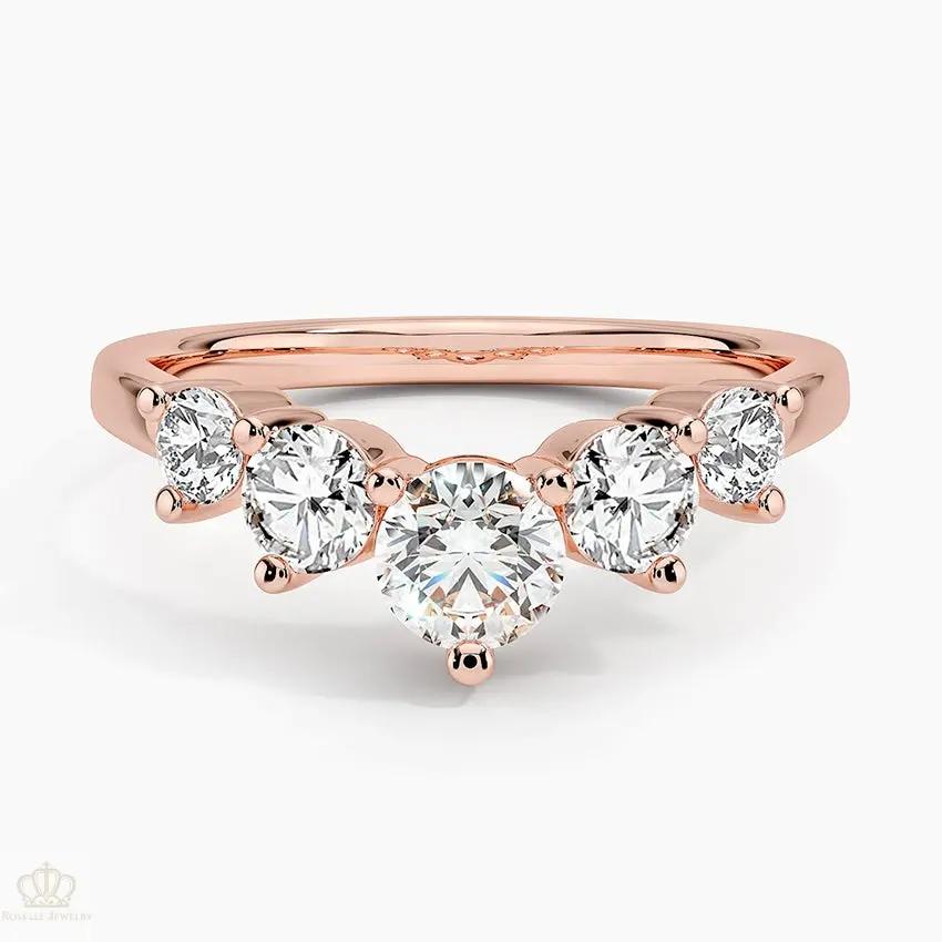 Five Stone Contour Wedding Band Ring - LR79 - Roselle Jewelry