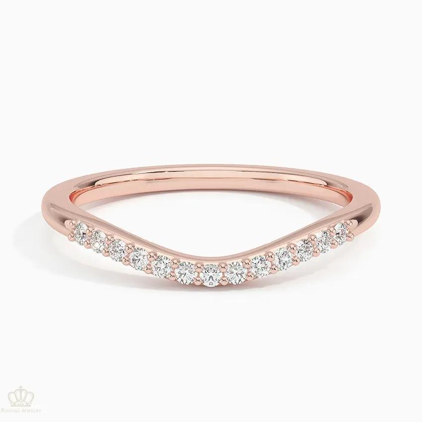 0.09CTW Petite Curved Wedding Band Ring - LR57 - Roselle Jewelry