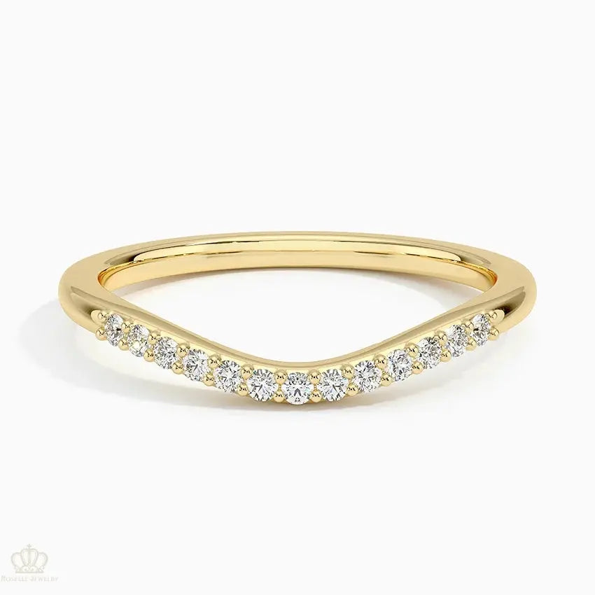 0.09CTW Petite Curved Wedding Band Ring - LR57 - Roselle Jewelry