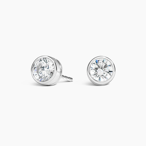 Bezel-Set Round Diamond Stud Earrings (Setting Only) - DC004