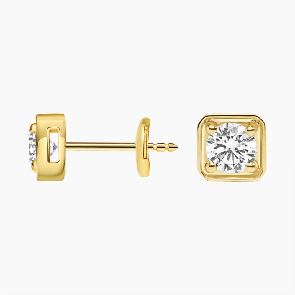LE0500 - Round Lab Diamond Square Frame Stud Earrings