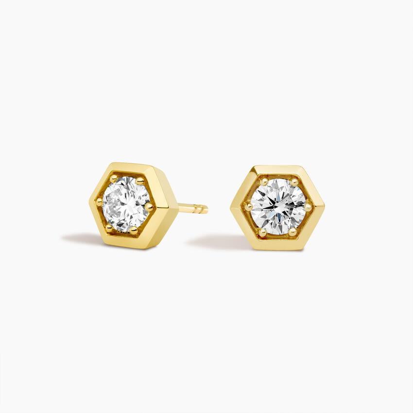 LE11437 - Hexagon Bezel Lab Diamond Stud Earrings 0.50 CTW