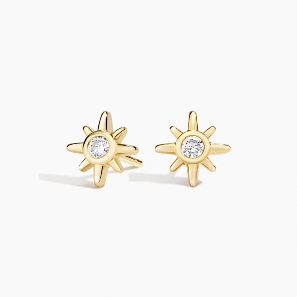 LE615 - Sol Starburst Round Diamond Stud Earrings (1/10 ct. tw.)
