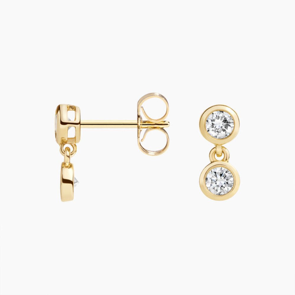 LE738 - Dua Round Lab Diamond Bezel Drop Earrings 0.4CTW