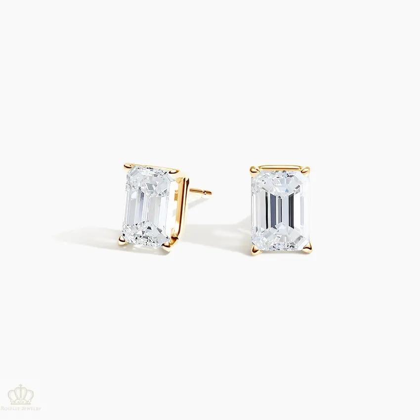 DC008 - [Setting Only] Four Prong Emerald Diamond Stud Earrings CHARLISA™