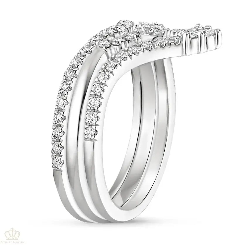 Crown Diamond Stack Wedding Band Ring - LR118 Camélia™