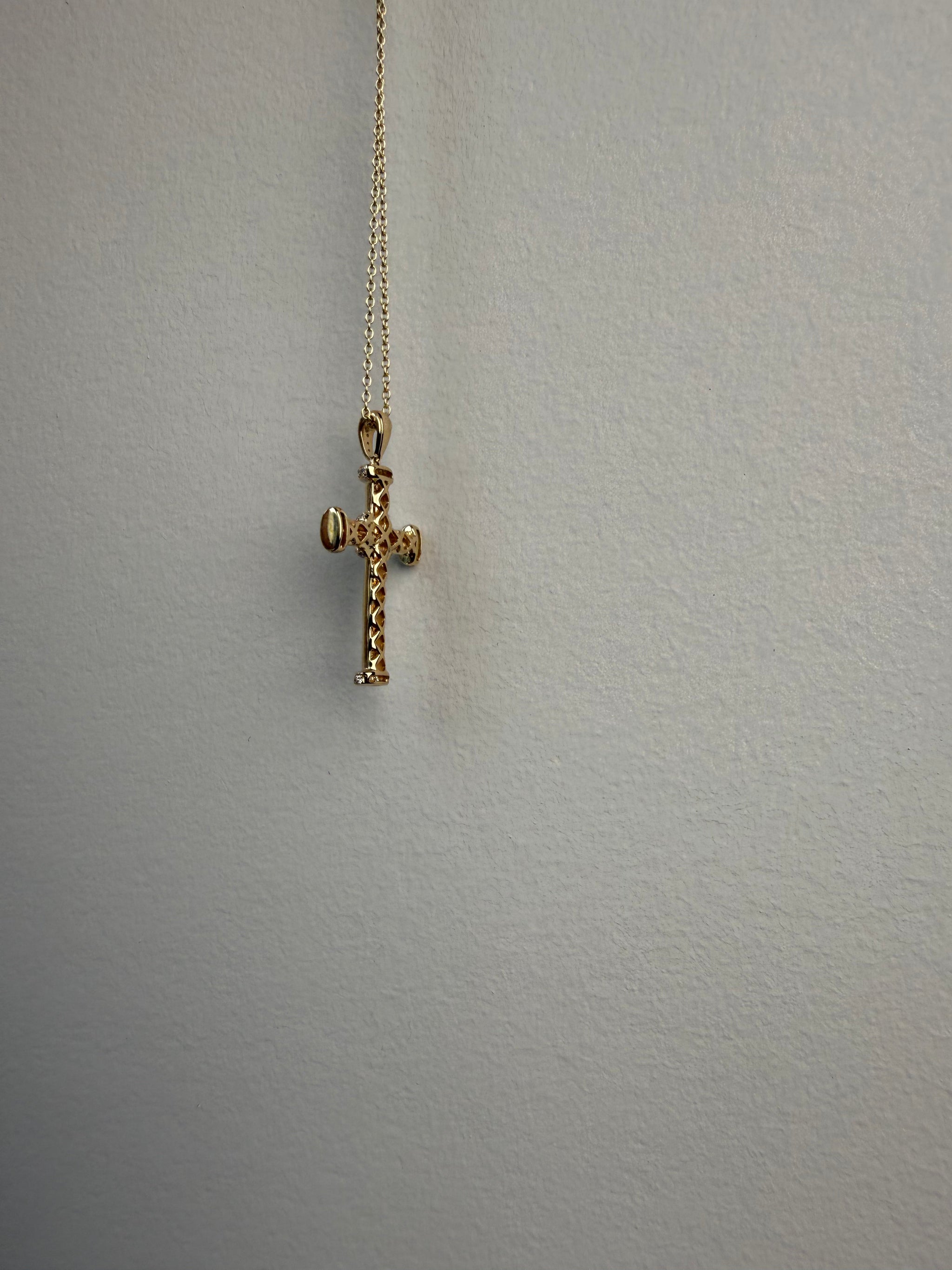 OBFJ0043 - 14K Gold Contemporary Diamond Cross Necklace 5