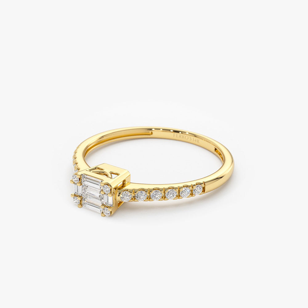 OBFJ2066 - 14k Illusion Setting East to West Baguette Diamond Ring 6