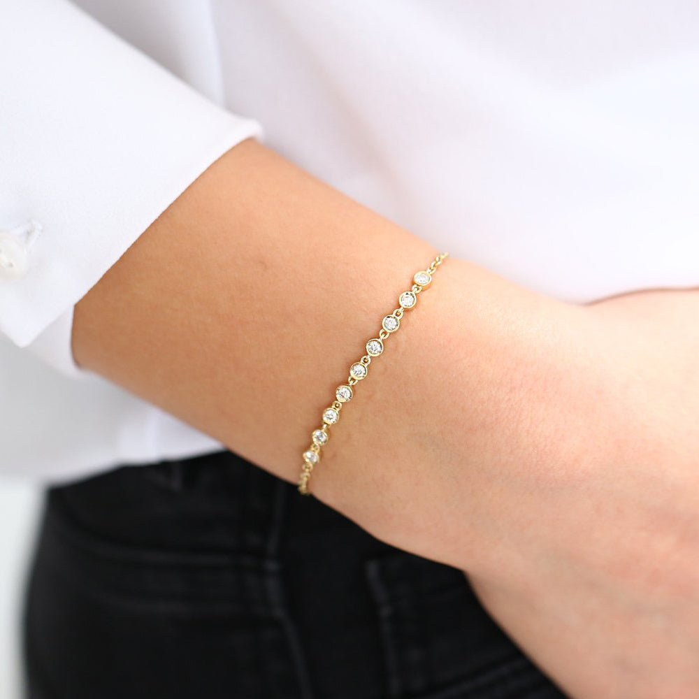 OBFJ0210 - 14K Rose Gold Bezel Set Diamond Bracelet 3