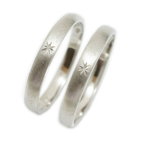 Engraved Frosted Unique Couple Wedding Ring Set - WM35