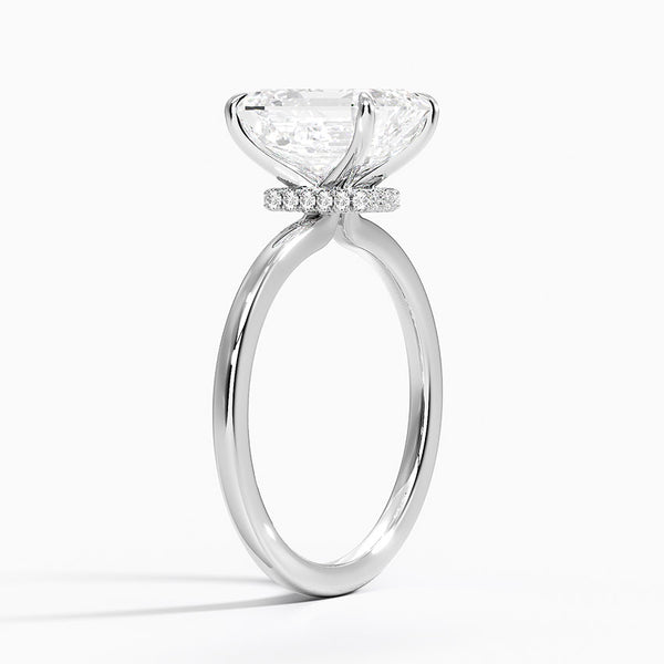 Emerald Secret Halo Diamond Engagement Ring [Setting Only] - EC105E