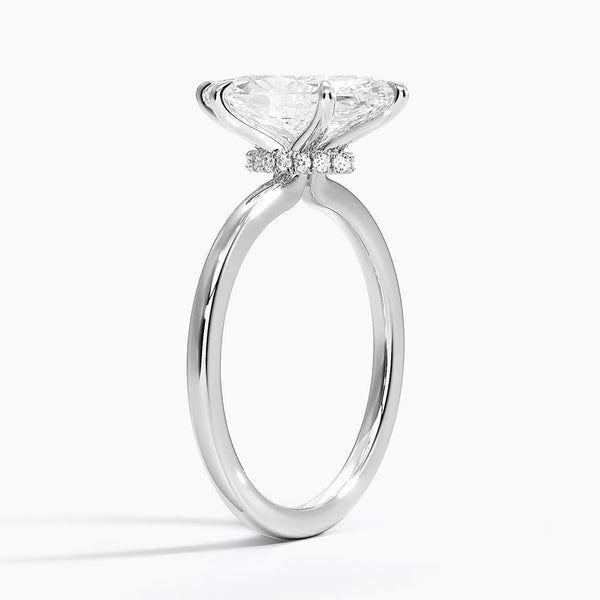 Marquise Secret Halo Diamond Engagement Ring [Setting Only] - EC105M