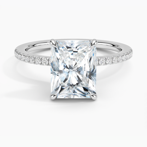 Radiant Petite Demi Diamond Engagement Ring [Setting Only] - EC109R With 0.52 Carat Radiant Shape Natural Diamond