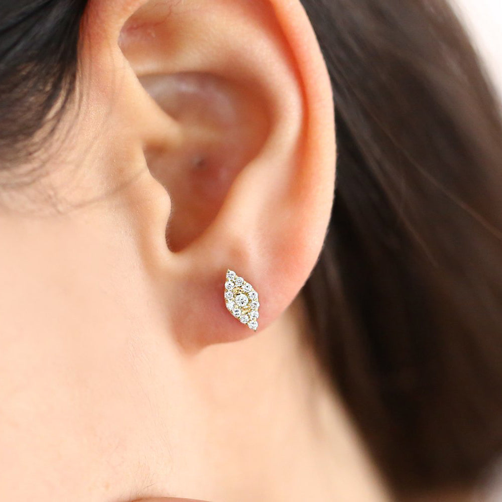 OBFJ1656 - 14K Gold Evil Eye Diamond Studs 3