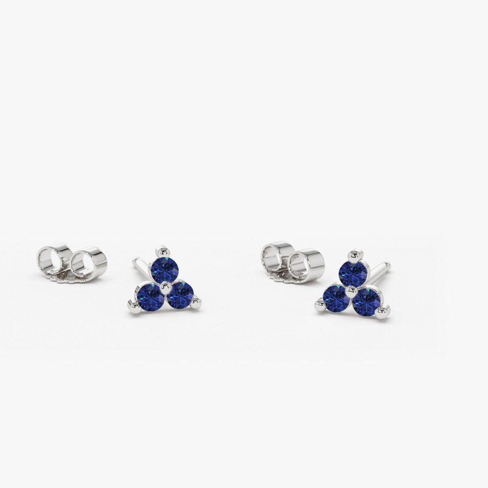 OBFJ0989 - 14K Tiny Trio Sapphire Earrings 4