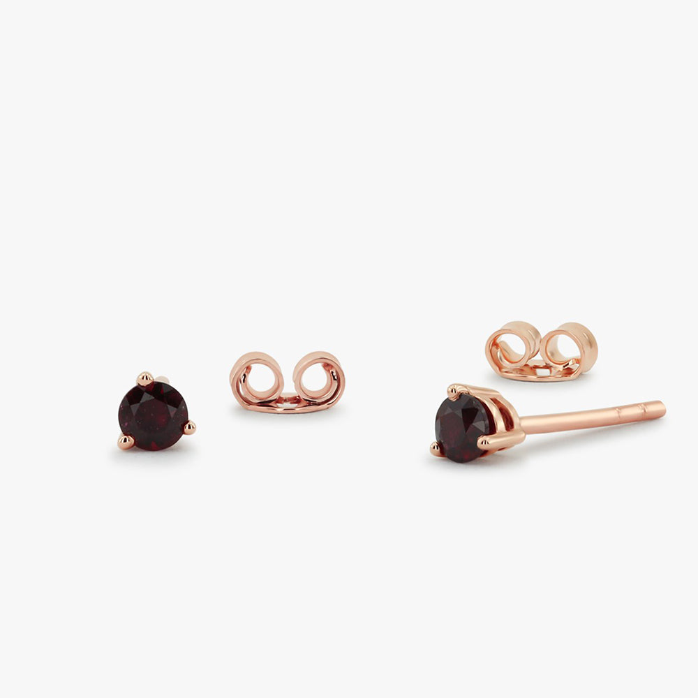OBFJ1687 - 14K Gold Round Cut Ruby Stud Earrings 1