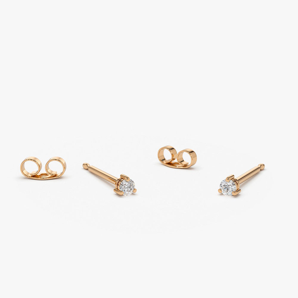 OBFJ1668 - 14K Gold Mini Diamond Studs 3