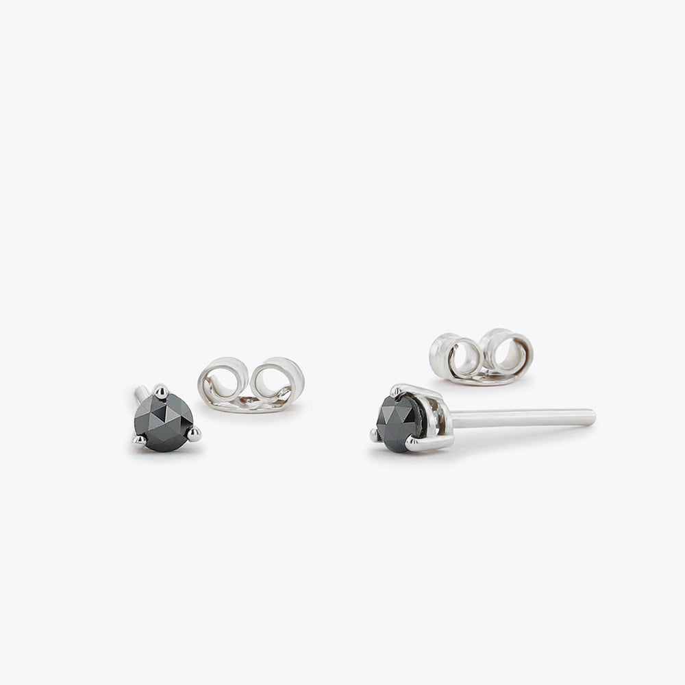 OBFJ1695 - 14K Gold Rose Cut Black Diamond Earrings 5