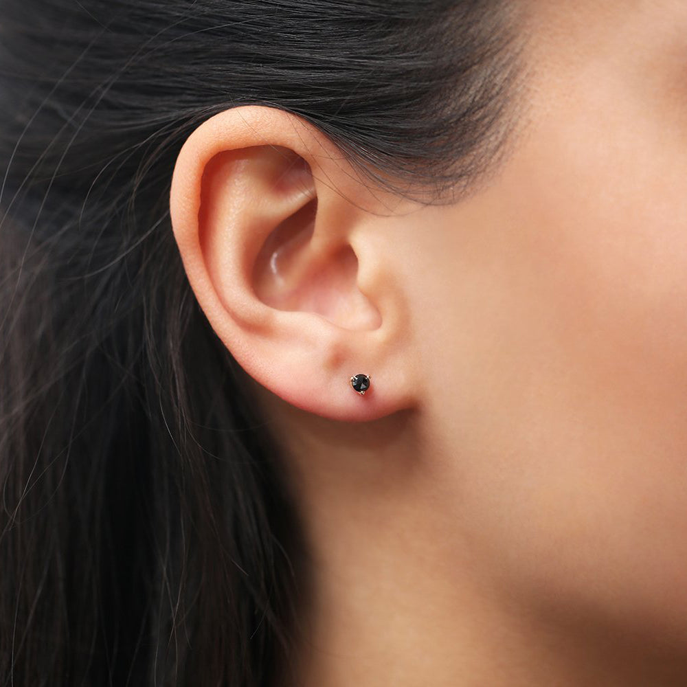 OBFJ1695 - 14K Gold Rose Cut Black Diamond Earrings 3