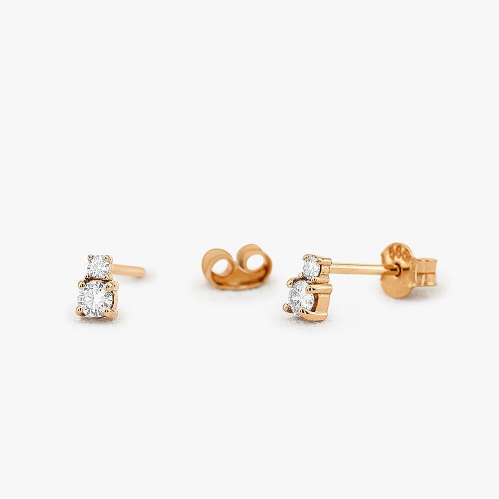 OBFJ1621 - 14K Gold Double Diamond Studs 4