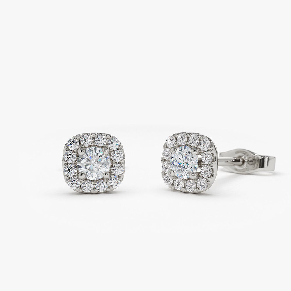 OBFJ2008 - 14k Halo Setting Diamond Studs 3