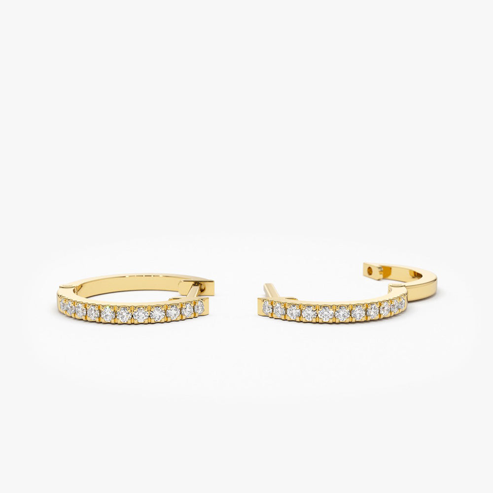 OBFJ1670 - 14K Gold Mini Diamond Huggies Earrings 6