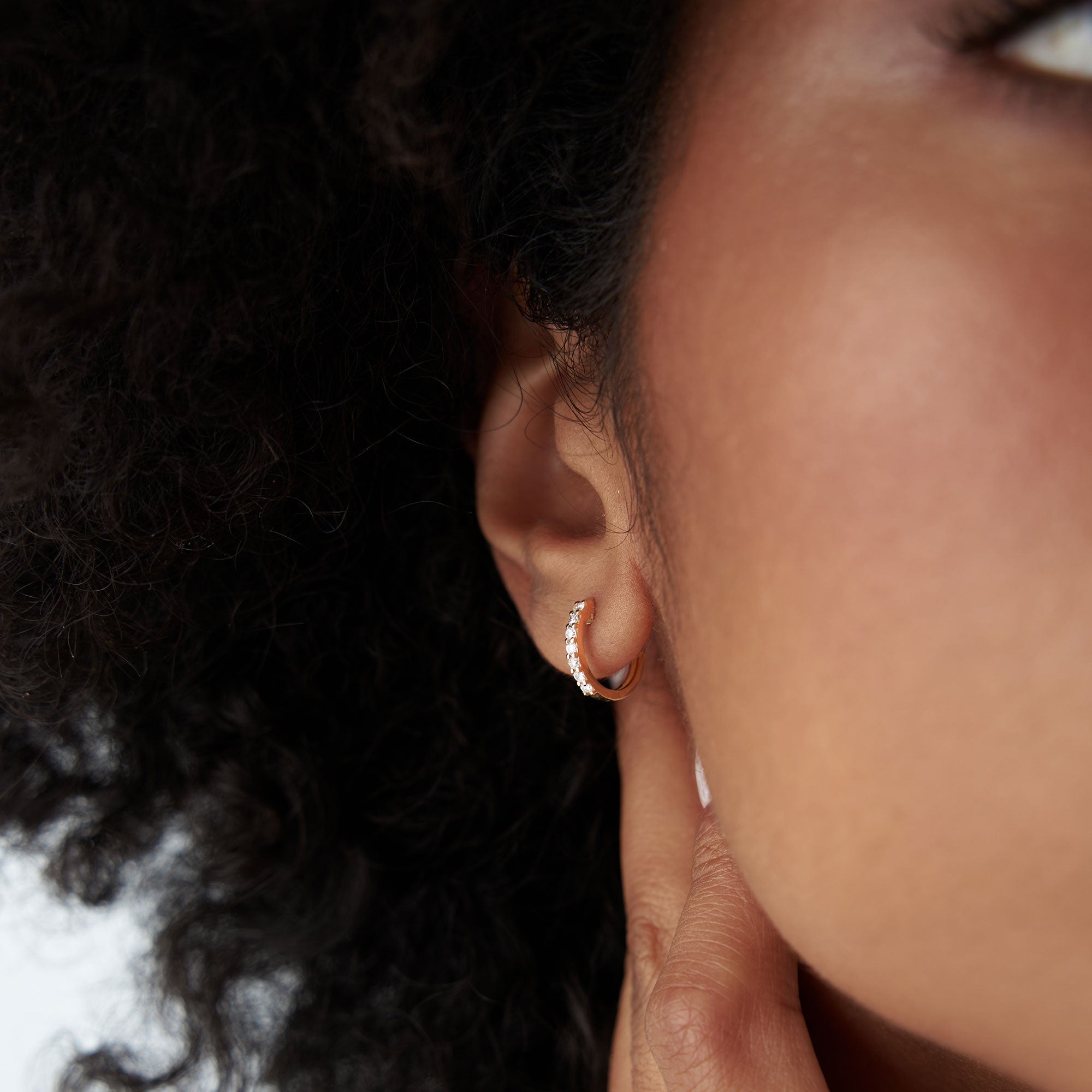 OBFJ0135 - 14K Rose Gold Diamond Hoop Earrings 3