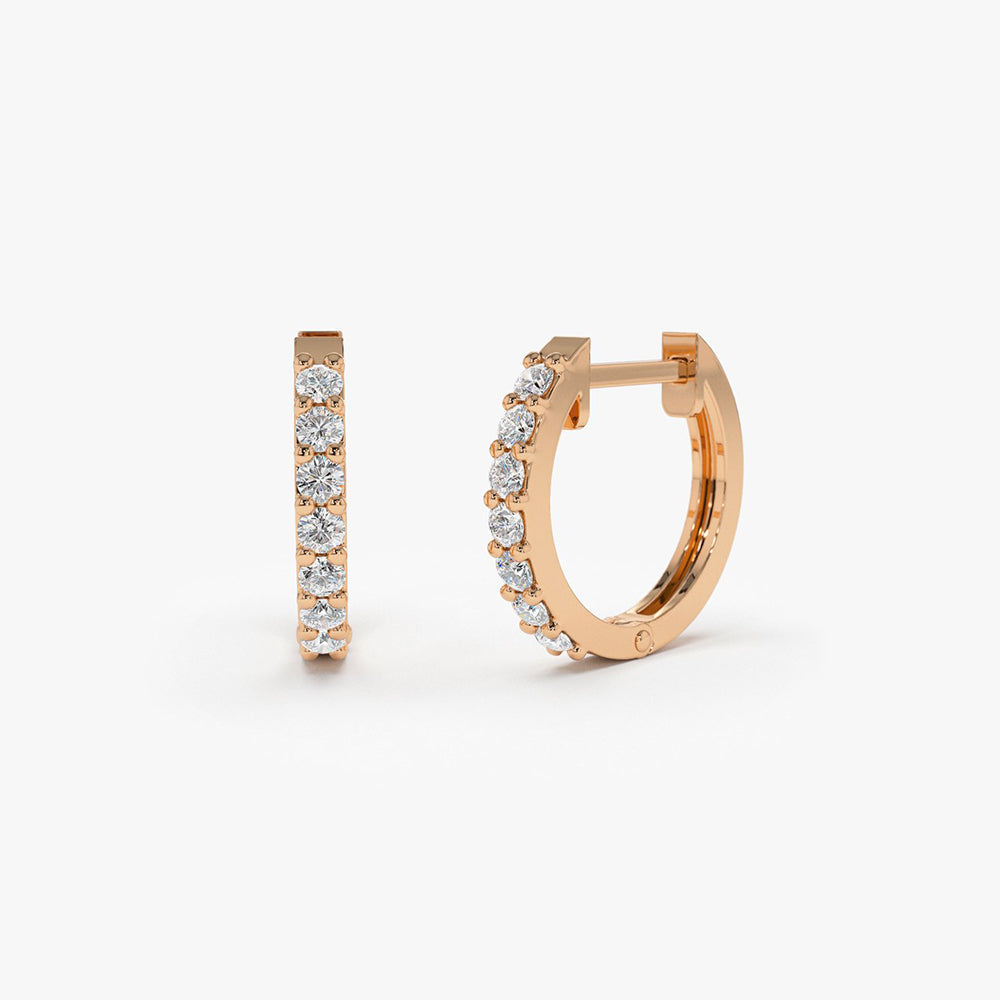 OBFJ0135 - 14K Rose Gold Diamond Hoop Earrings 1