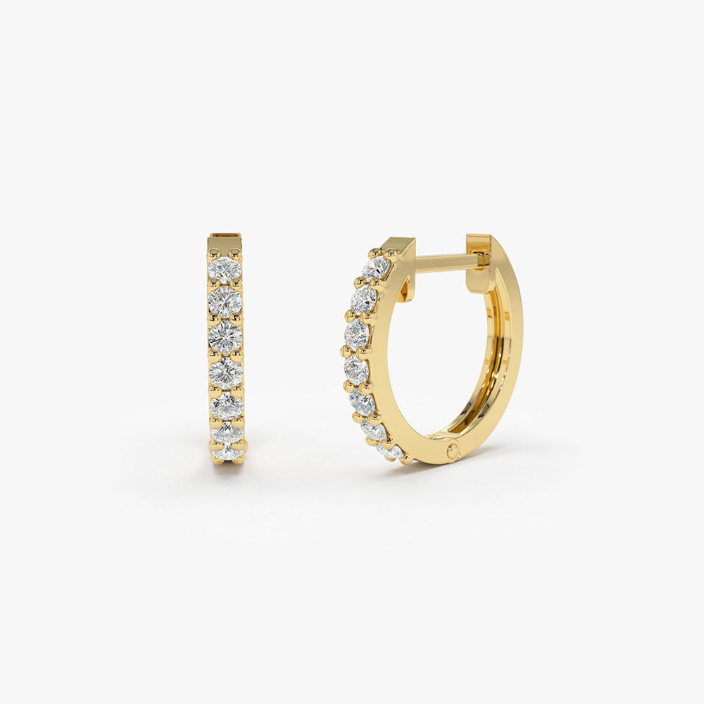 OBFJ1671 - 14K Gold Diamond Hoop Earrings 1